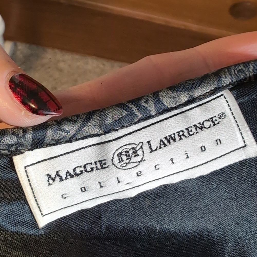 VINTAGE 80's Maggie Lawrence Collection HOLIDAY Print Blouse - Picture 3 of 11